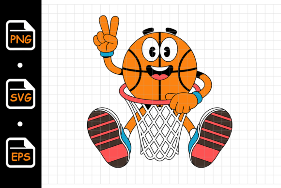 Download Cute Basketball Mascot Sitting in Hoop - Basketball mascot Collection