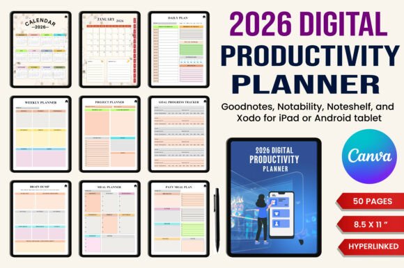 Download 2026 Digital Productivity Planner - Productivity planner Collection
