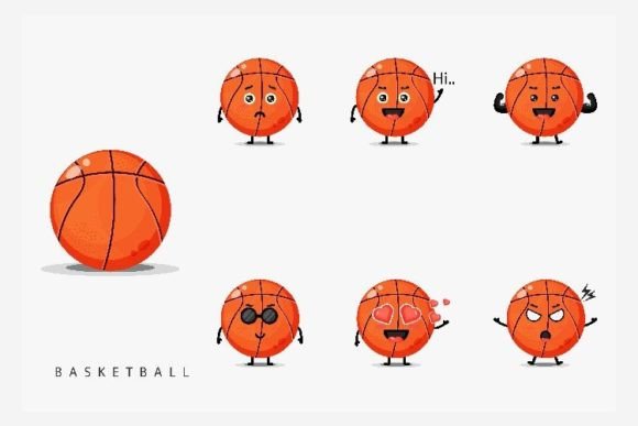 Download Cute Basketball Mascot Set - Basketball mascot Collection