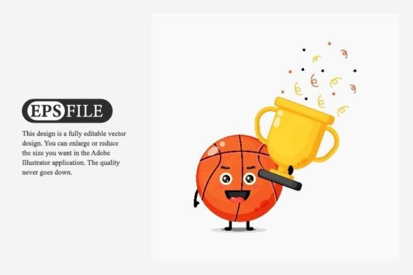 Download Cute Basketball Mascot Lifts the Trophy - Basketball mascot Collection